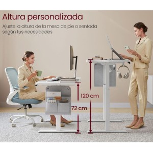 Mesa Elevable SOLOMON, 140x60x72-120 cm, Blanco