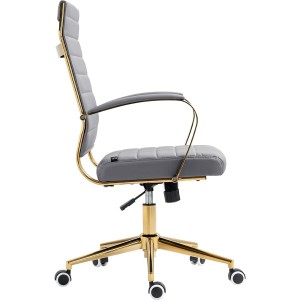 Silla de Oficina KENNETH, Estructura Metálica Dorada, en Piel Negro