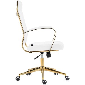 Silla de Oficina KENNETH, Estructura Metálica Dorada, en Piel Negro