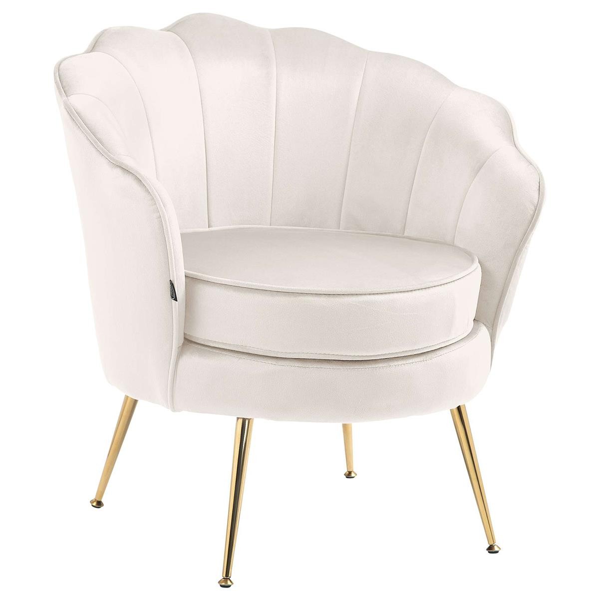 Sillón KIEL, Grueso Acolchado, Patas Metálicas Doradas, en Terciopelo color Negro