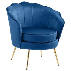 Sillón KIEL, Patas Metálicas Doradas, en Terciopelo Negro