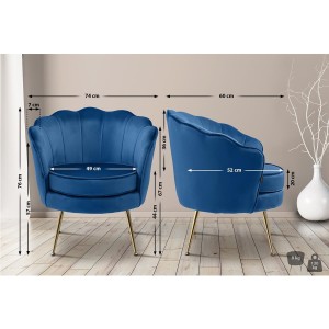 Sillón KIEL, Patas Metálicas Doradas, en Terciopelo Negro
