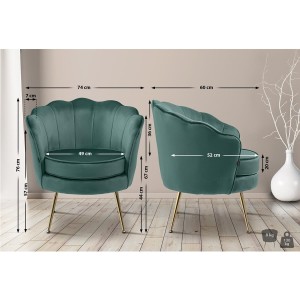 Sillón KIEL, Patas Metálicas Doradas, en Terciopelo Negro