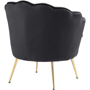 Sillón KIEL, Patas Metálicas Doradas, en Terciopelo Negro