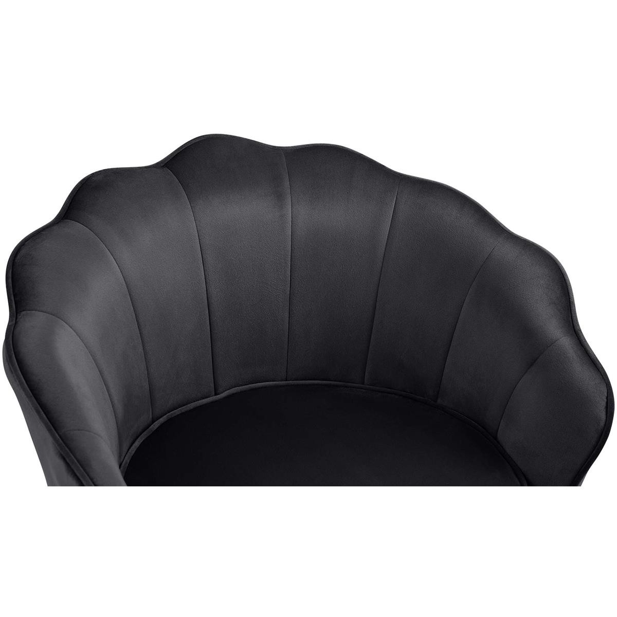 Sillón KIEL, Grueso Acolchado, Patas Metálicas Doradas, en Terciopelo color Negro