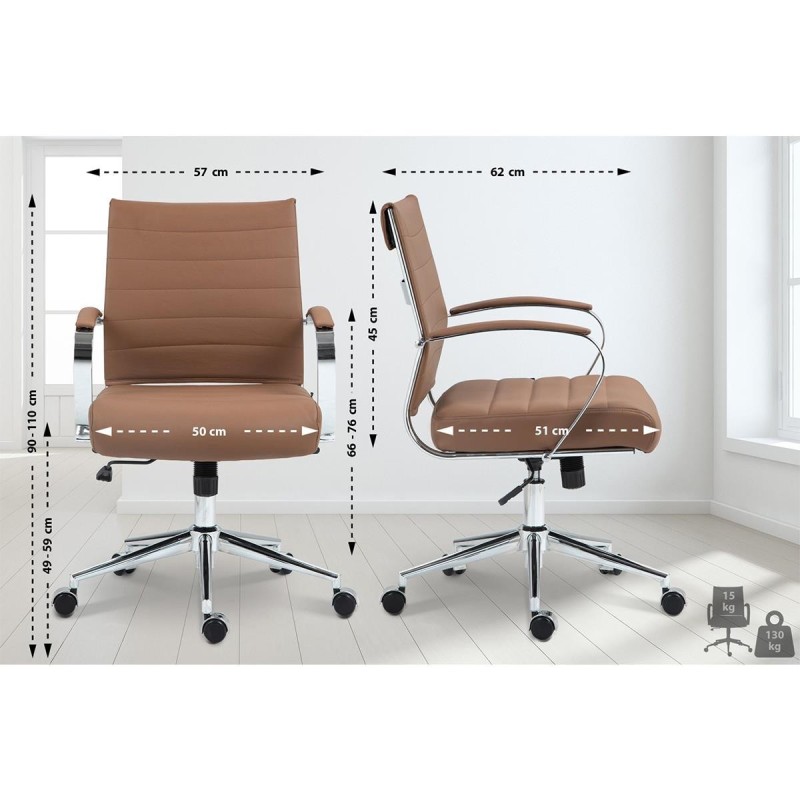 Silla de Oficina EVERY en Piel Natural color Negro