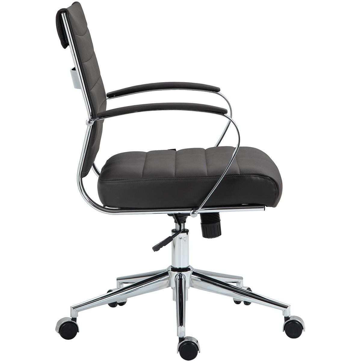 Silla de Oficina EVERY, Diseño Elegante, Estructura Metálica, en Piel Natural color Negro