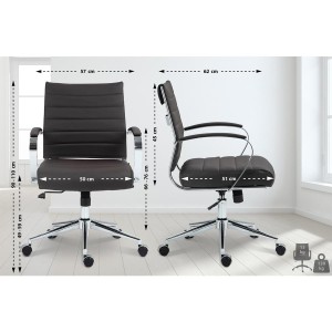Silla de Oficina EVERY en Piel Natural color Negro