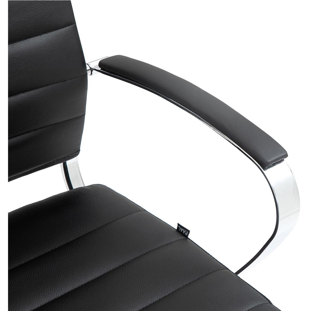 Silla de Oficina EVERY, Diseño Elegante, Estructura Metálica, en Piel Natural color Negro
