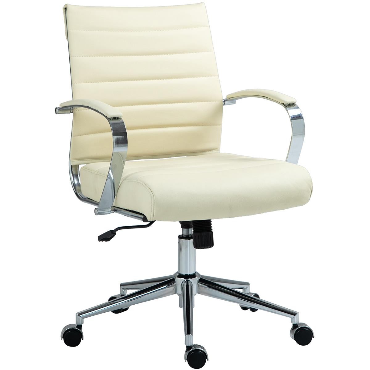 Silla de Oficina EVERY, Diseño Elegante, Estructura Metálica, en Piel Natural color Negro