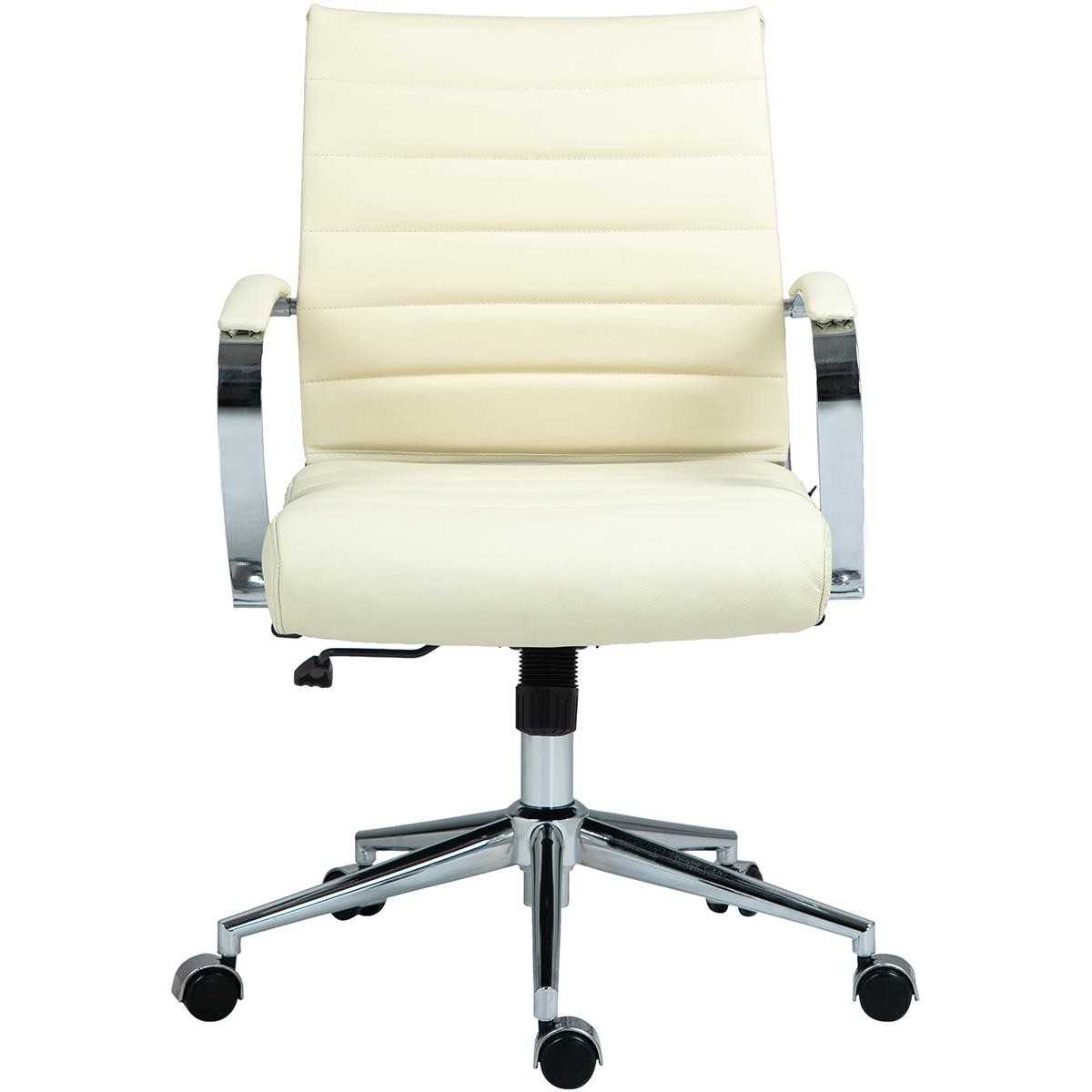 Silla de Oficina EVERY, Diseño Elegante, Estructura Metálica, en Piel Natural color Negro