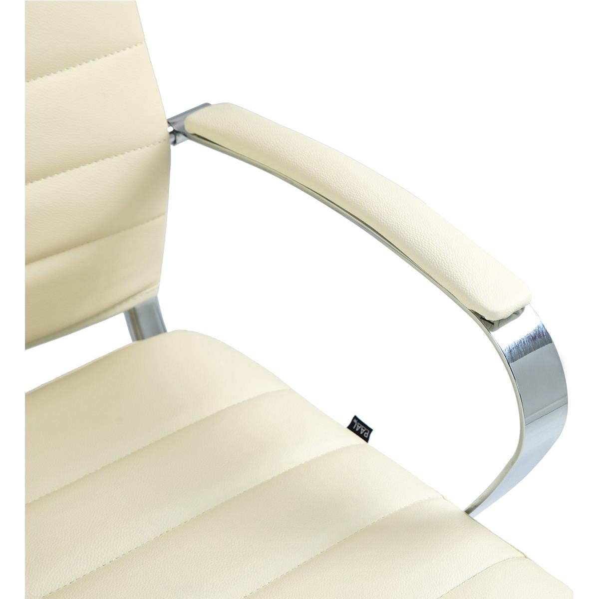 Silla de Oficina EVERY, Diseño Elegante, Estructura Metálica, en Piel Natural color Negro