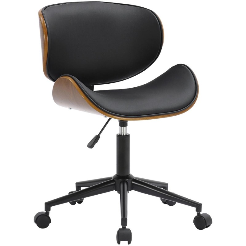 Silla de Oficina KINET en Madera Nogal y Piel color Negro