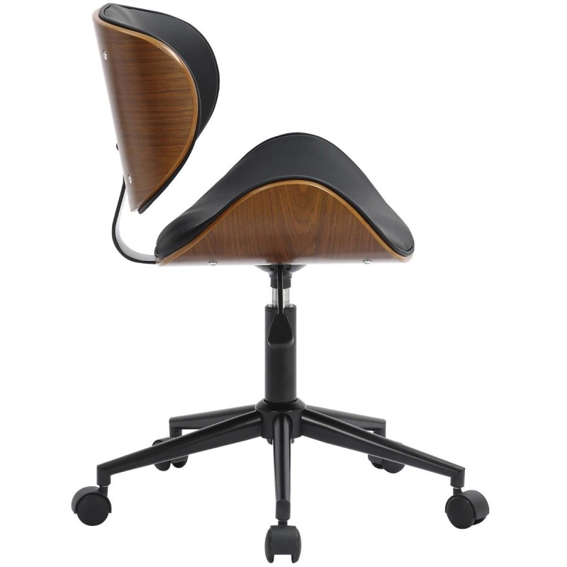 Silla de Oficina KINET en Madera Nogal y Piel color Negro