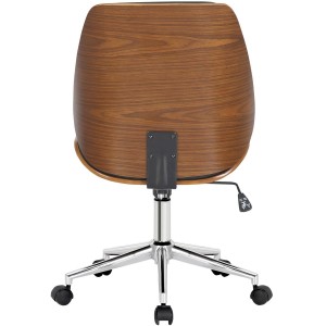 Silla de Oficina LEAN, Base Negra, en Madera Nogal y Piel color Negro