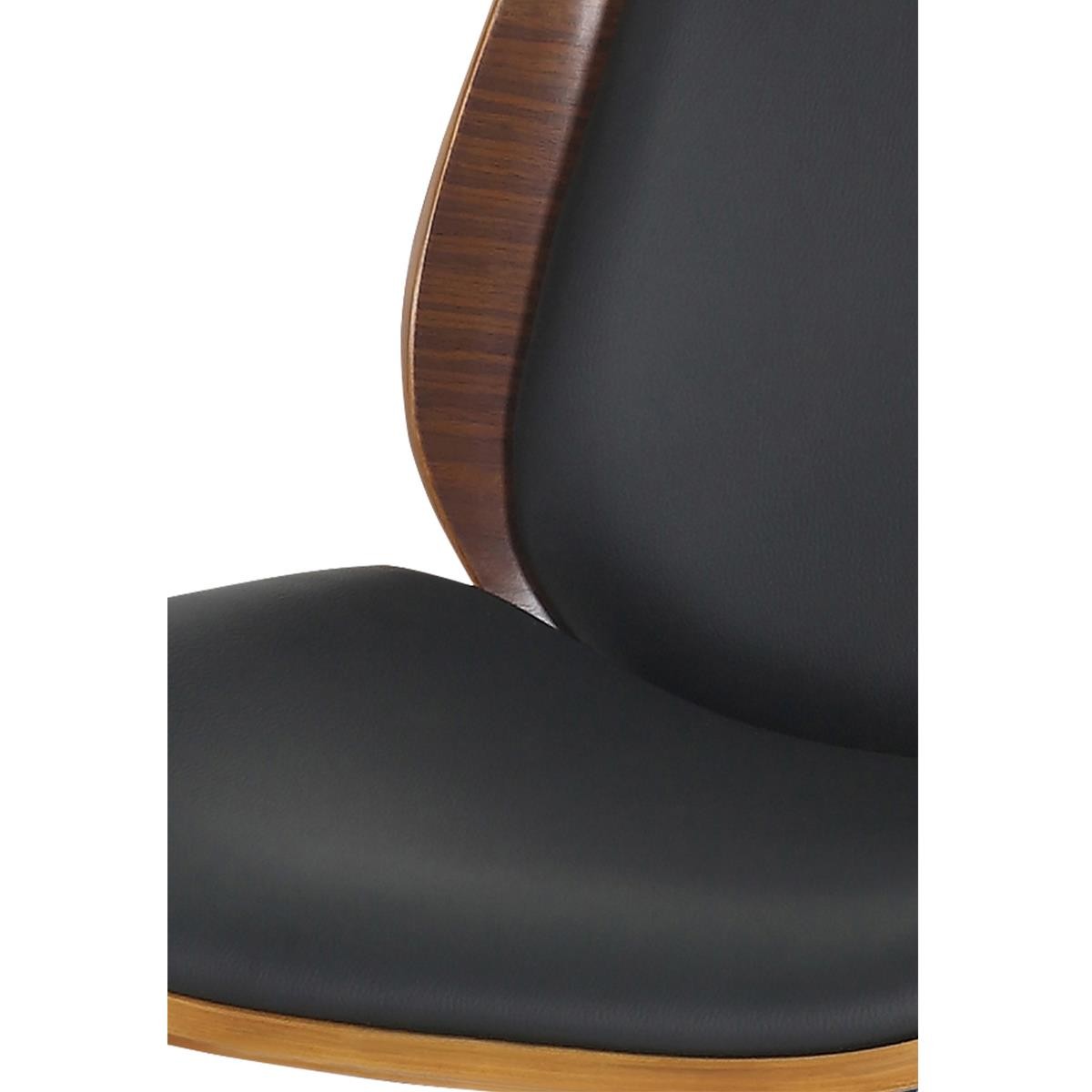 Silla de Oficina LEAN, Marco de Madera, Base Negra, en Piel color Negro