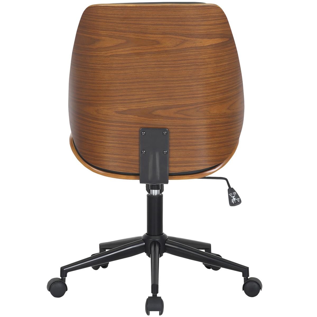 Silla de Oficina LEAN, Marco de Madera, Base Negra, en Piel color Negro