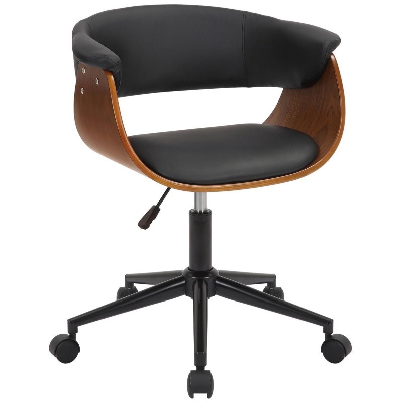 Silla de Oficina ARCHER en Madera Nogal y Piel color Negro