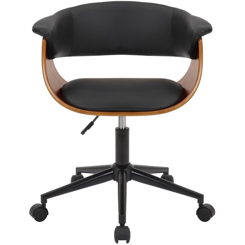 Silla de Oficina ARCHER en Madera Nogal y Piel color Negro