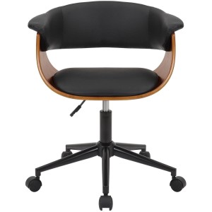 Silla de Oficina ARCHER en Madera Nogal y Piel color Negro