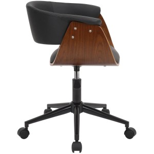 Silla de Oficina ARCHER en Madera Nogal y Piel color Negro