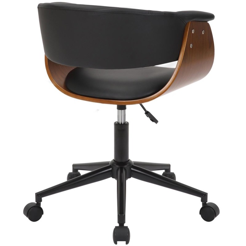 Silla de Oficina ARCHER en Madera Nogal y Piel color Negro