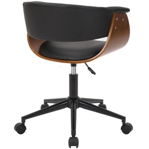 Silla de Oficina ARCHER en Madera Nogal y Piel color Negro