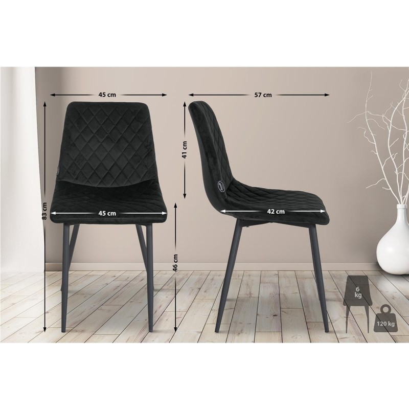 Silla de Confidente ROY, en terciopelo color negro