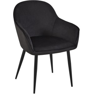 Silla de Confidente TAMARA, Patas Negras, en Terciopelo color Negro