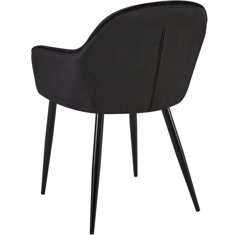 Silla de Confidente TAMARA, Patas Negras, en Terciopelo color Negro