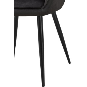 Silla de Confidente TAMARA, Patas Negras, en Terciopelo color Negro