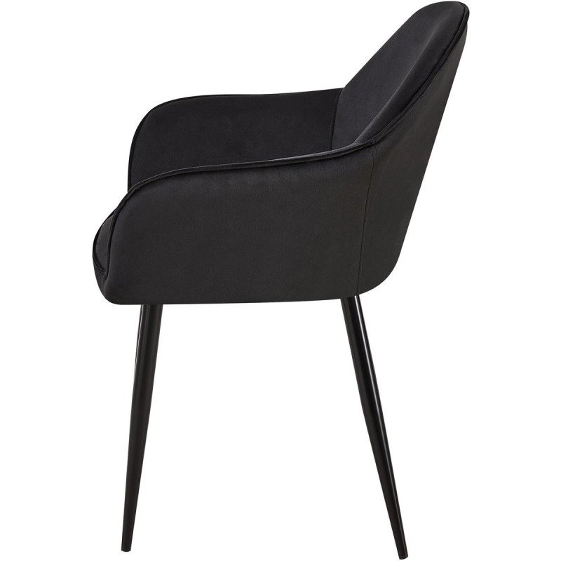 Silla de Confidente TAMARA, Patas Negras, en Terciopelo color Negro