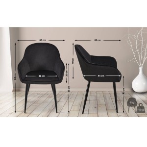 Silla de Confidente TAMARA, Patas Negras, en Terciopelo color Negro