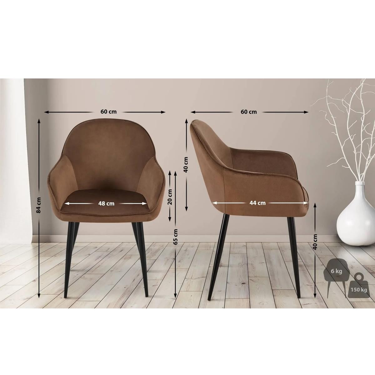 Silla de Confidente TAMARA, Diseño moderno y Sofisticado, en Terciopelo color Negro