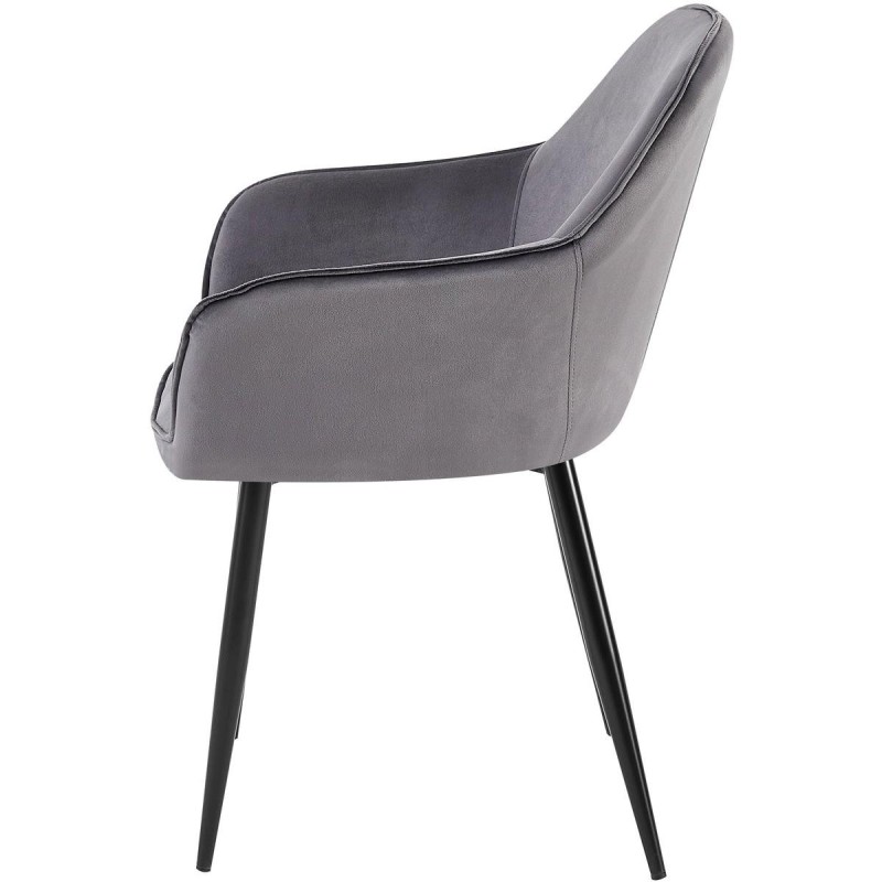 Silla de Confidente TAMARA, Patas Negras, en Terciopelo color Negro