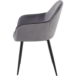 Silla de Confidente TAMARA, Patas Negras, en Terciopelo color Negro