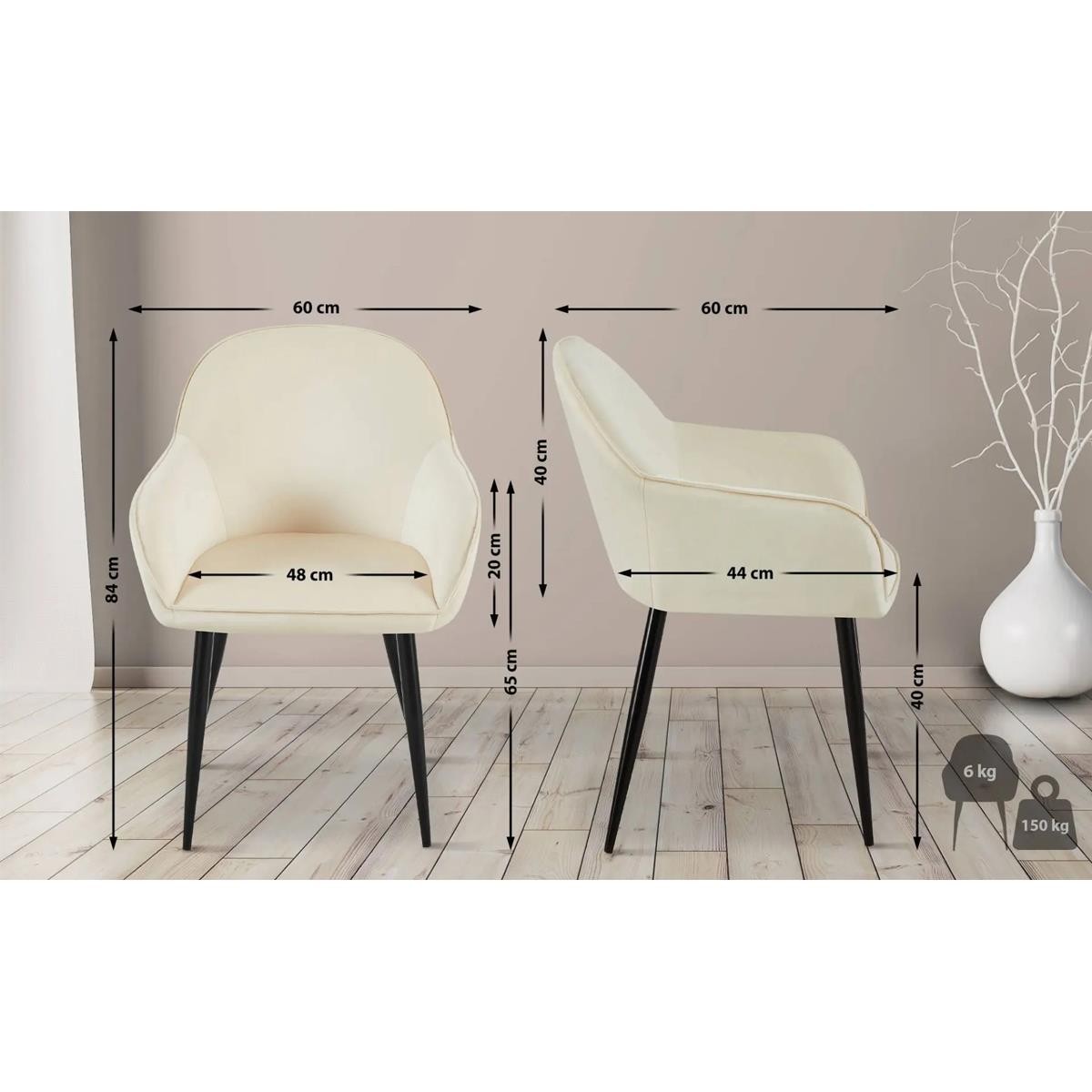 Silla de Confidente TAMARA, Diseño moderno y Sofisticado, en Terciopelo color Negro