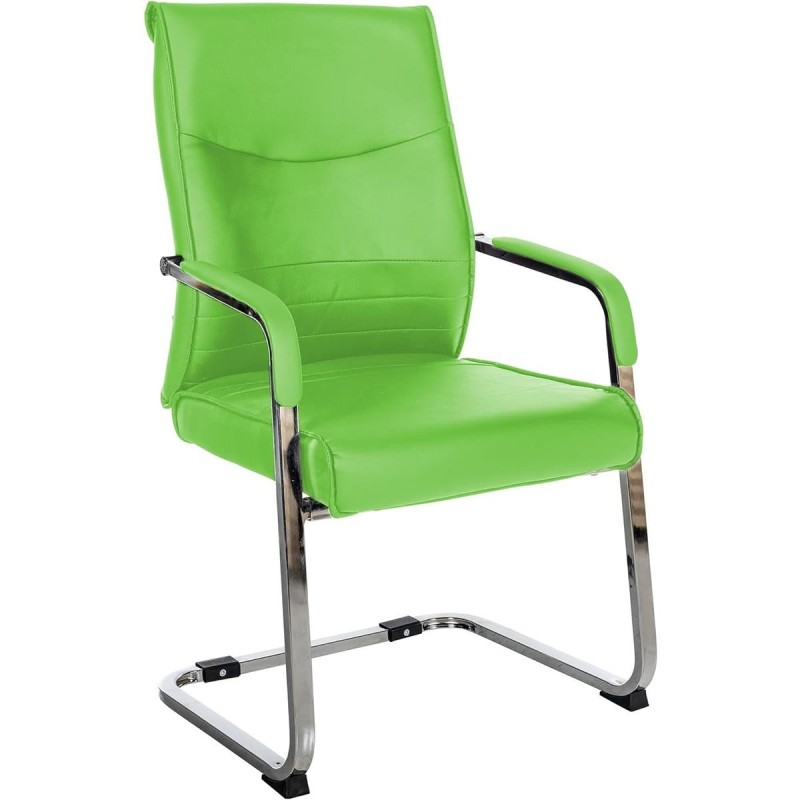 Silla de confidente BENTON, estructura metálica, en piel color negro