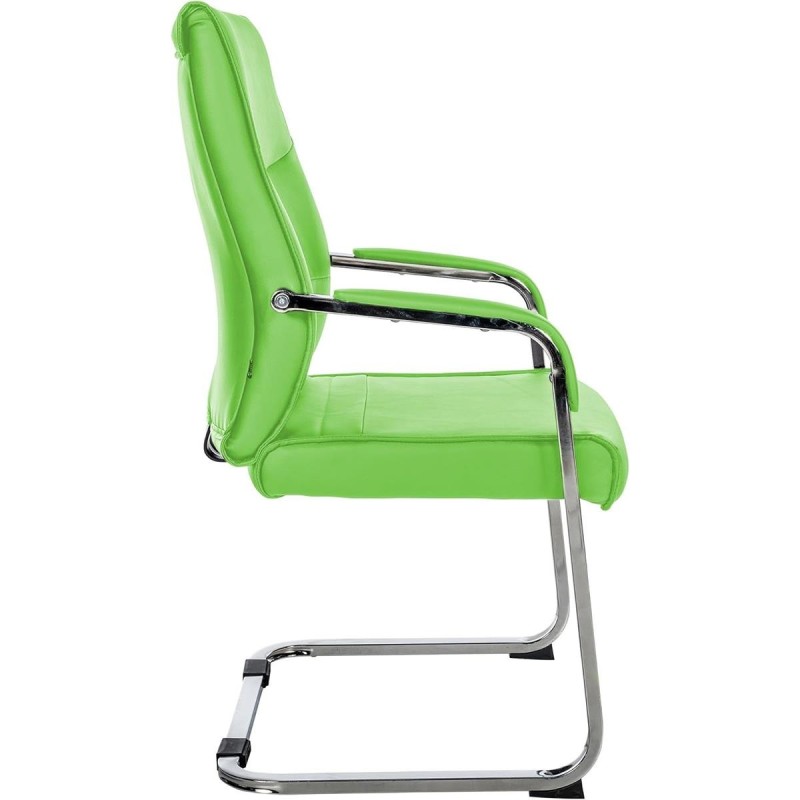 Silla de confidente BENTON, estructura metálica, en piel color negro