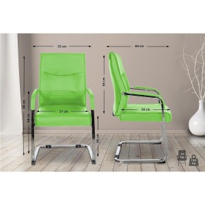 Silla de confidente BENTON, estructura metálica, en piel color negro