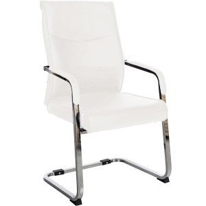 Silla de confidente BENTON, estructura metálica, en piel color negro