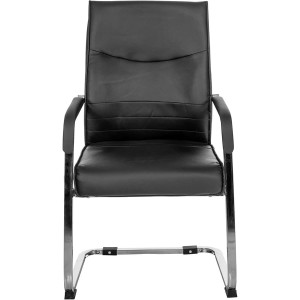 Silla de confidente BENTON, estructura metálica, en piel color negro