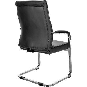 Silla de confidente BENTON, estructura metálica, en piel color negro