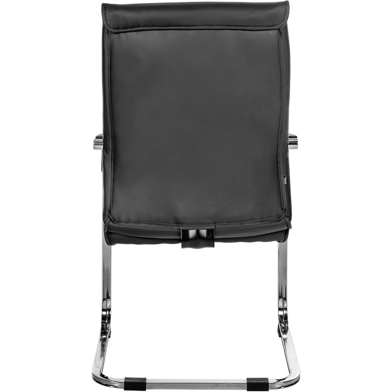Silla de confidente BENTON, estructura metálica, en piel color negro