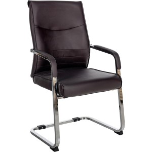 Silla de confidente BENTON, estructura metálica, en piel color negro