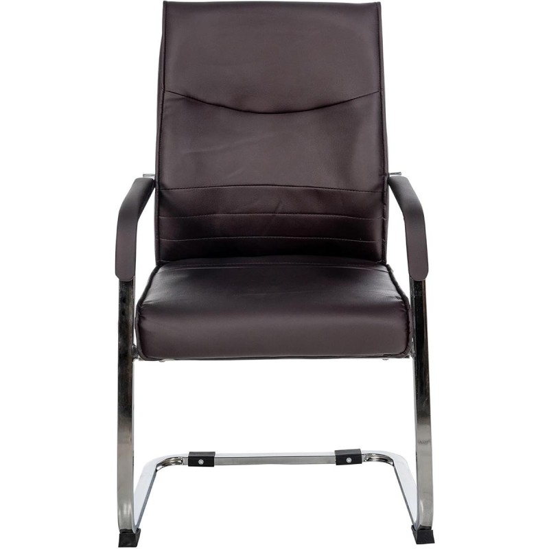 Silla de confidente BENTON, estructura metálica, en piel color negro