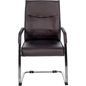 Silla de confidente BENTON, estructura metálica, en piel color negro