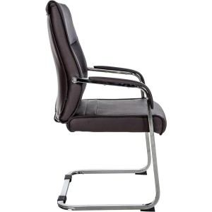 Silla de confidente BENTON, estructura metálica, en piel color negro