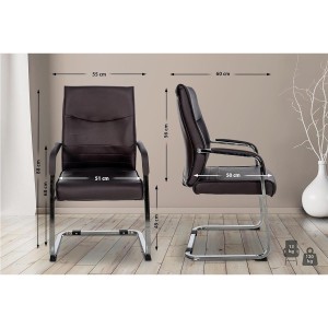 Silla de confidente BENTON, estructura metálica, en piel color negro