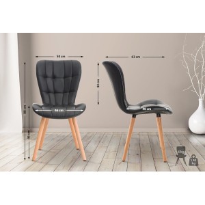 Silla de Confidente ELGAR PIEL en color Negro